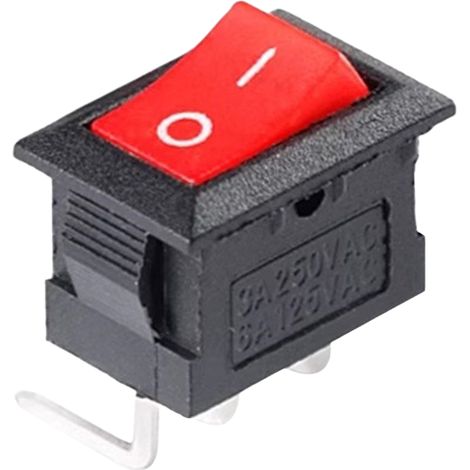 Interrupteur à bascule miniature KCD11 à bornes en cuivre, 10 x 15 mm, deux positions, à trois ou deux bornes, pour lampes de table bouton marche/arrêt, 3 A 250 V. Aiguille rouge incurvée 15 x 10 mm,