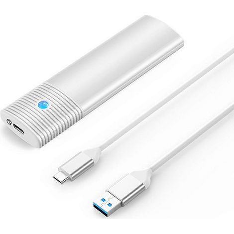 Boîtier pour disque dur SATA M.2 NVMe USB 3.2 10 Gbit/s compatible avec le protocole UASP 2 - Blanc (1/5)