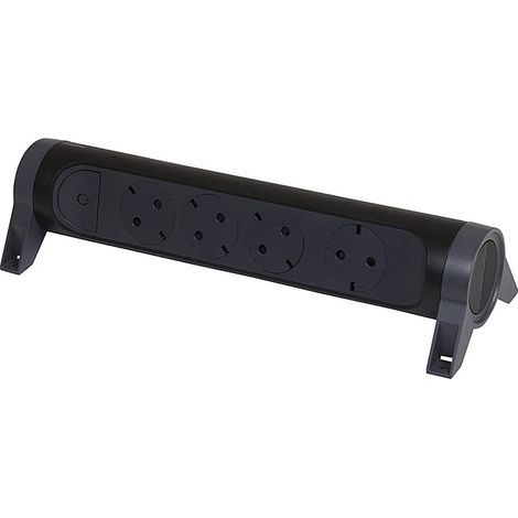 Base múltiple de 4 tomas sin cable con interruptor de Legrand  Negro (1/4)