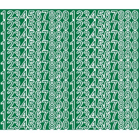 Numeri adesivi autoadesivi da 1,5 cm, verde opaco. (1/2)