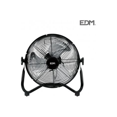 EDM – Ventilateur de sol industriel noir 45W – Pales 30x41cm – Débit d'air 1860m³/h – 3 vitesses pour espaces confinés