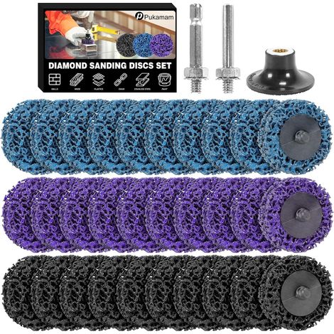 33 Pcs 2 Inch Diamond Sanding Discs Quick Change Easy Strip Wheels for Drill/Grinder, Rust Oxidation Paint Removal (1/5)