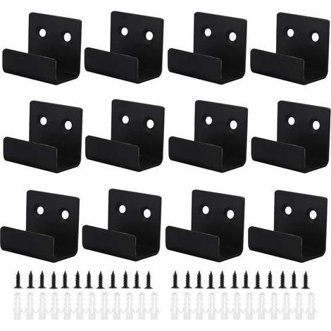 Crochet Mural Robuste 12Pcs Support Mural Miroir de Fixation Crochets Muraux Crochet Mural a Visser avec Vis pour Bain Cuisine Garage(Noir, Largeur Intérieure de 21mm) (1/5)