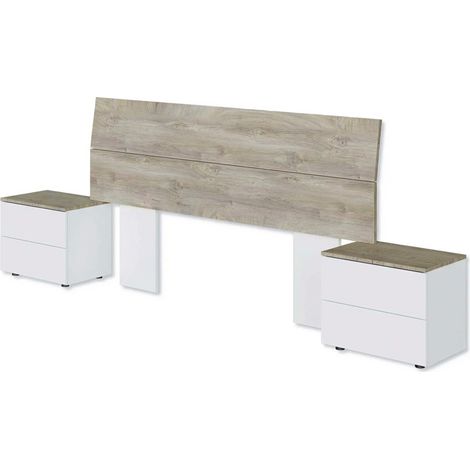 Set Camera Da Letto Con Testiera Matrimoniale Da 176 Cm E 2 Comodini Con Cassetti Testata Letto Arredo Moderno Per Letti 135 150 160 Cm Rovere E Bianco