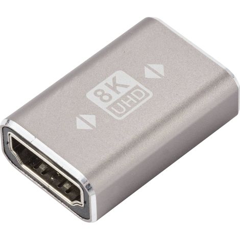 SpeaKa Professional SP-11301992 HDMI Adaptateur [1x HDMI femelle - 1x HDMI femelle] gris UHD 8K @ 60 Hz, UHD 4K @ 120 Hz connecteur aluminium C531062 (1/5)