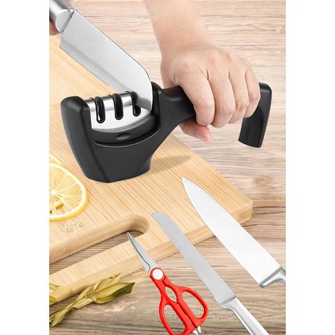 Aiguiseur de couteaux portable 3 étapes - Qualité supérieure pour couteaux cuisine et ciseaux