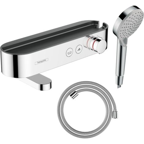 Pack mitigeur bain douche thermostatique HANSGROHE ShowerTablet Select + Flexible Designflex + Pommeau douche Vernis Blend Chromé