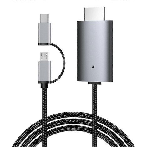 USB-HD-Anschluss für Bildschirme und Streaming, kompatibel mit Micro-USB Typ C und HDMI, zum Anschluss eines Telefons, Tablets oder Fernsehers. (1/5)