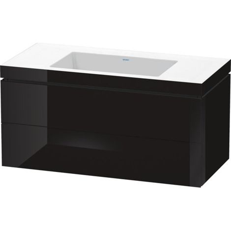 Mueble de baño L-CUBE WT Vero Air 500x1000x480mm sin orificio para grifería negro brillante (1/5)