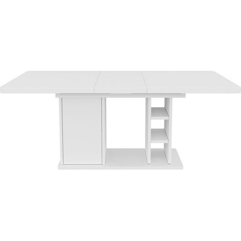 Mesa de comedor extensible blanca de MDF 140/180 x 80 cm con almacenaje HOMVRA (1/5)