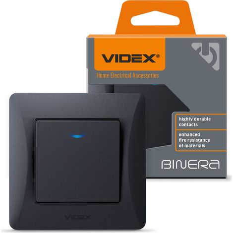 Videx Binera Lichtschalter, LED-beleuchtet, einfarbig schwarz (1/5)