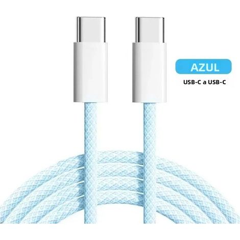 Il s'agit d'un câble de données USB Type-C vers Type-C bleu de 2 mètres, compatible avec les iPhone 15/16/17 et les téléphones Samsu (1/4)