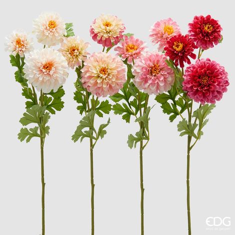 EDG Zinnia Ramo Con Foglie Rosa H 60 cm