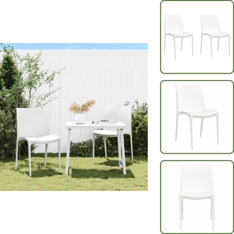 Chaises de jardin lot de 2 blanc 50x46x80 cm polypropylène - Chaise De Jardin - Chaise Extérieure - Mobilier De Jardin - Fauteuil De Jardin - Ensemble De Chaises (1/5)