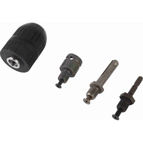 Mandrin de perçage sans clé à 3 mors, carré 1/2 po à hexagonal 1/4 po, plage de serrage 2-13 mm (1/5)