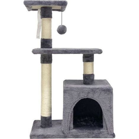 POPPY Katzenbaum grau 50 x 30 x 80 cm - 2 Plattformen, 1 Höhle, Kratzsäulen
