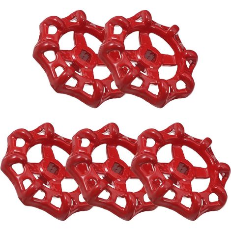5 Pièces Poignée de Vanne Rouge en Fer pour Robinet 1/2 (1/5)