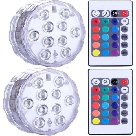 Wasserdichte LED-Unterwasserleuchten für Whirlpools, Spas und Teiche Unterwasser-LED-Leuchten mit 2 Fernbedienungen für Vasenuntersetzer, Aquarien und Partys