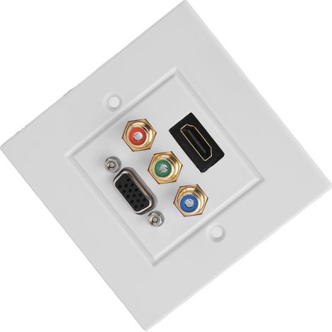 Panneau de connexion audio-vidéo HDMI VGA 3RCA intégré pour mur - Interface multimédia complète