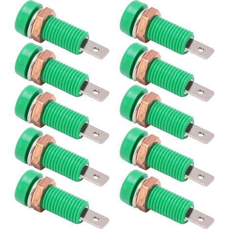 Lot de 10 adaptateurs de panneau à bornes de type prise banane de 4 mm, verts, pour instruments électroniques (1/5)