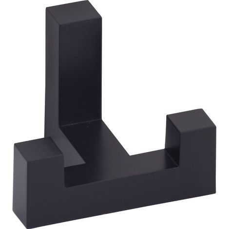 Grimme Kleiderhaken Wand Coats Breite 52mm, Höhe 40mm - Wandhaken Garderobe - Garderobenhaken zweifach, Zinkdruckguss schwarz lackiert