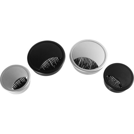 Runde Kabeldurchführung für Schreibtisch Kabeldose Bürotisch lackiert Silber Ø 60 mm (1/3)