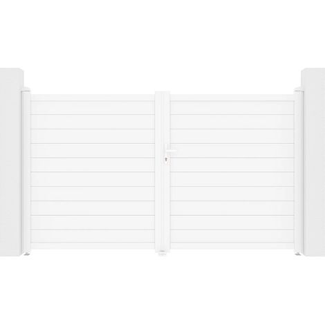 Cancello elettrico a battente L305 x H181 cm Alluminio pieno Bianco - NAZARIO