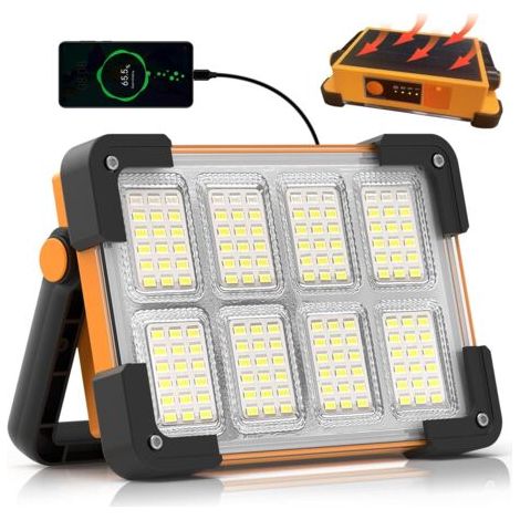 30W Projecteur LED Rechargeable,Projecteur LED Chantier Portable Solaire & Batterie Rechargeable,4 Modes 5400mAh Lampe de Travail Pour Camping, Chantier, Garage, Atelier (1/5)