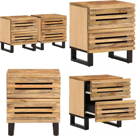 Nachttische 2 Stk. 40x34x46 cm Raues Mangoholz - Mangoholzmöbel - Nachttisch Mit Schubladen - Wohnzimmerdeko - Schlafzimmermöbel - Rustikaler Stil - Home & Living (1/5)