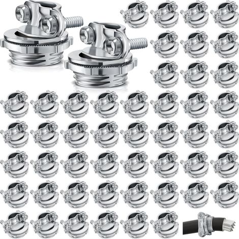Connecteurs de câble 50pcs, Type de pince Connecteurs de câble Pince de conduit pour fils électriques Conduit métallique Câbles de protection Zinc d'argent, (1/2 pouce) (1/5)