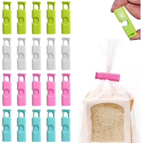 Pack of 20 Reusable Plastic Food Bag Clips with Airtight Closure for Food Bags, Ideal Preservation of Snacks, Chips, Bread (1/5)