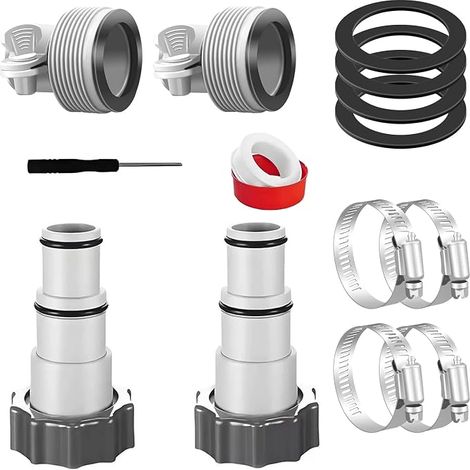 Lot de 4 Adaptateur Tuyau Piscine,Ensemble D'Adaptateurs Tuyau Piscine,Adaptateur Tuyau Pour Pompe,Adaptateur Piscine, Rechange Filetage IntéRieur,Raccord pour Tuyau Piscine Ø 32 et 38 mm (1/5)