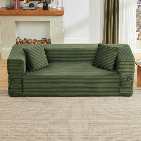 Divano combinato senza ossa, divano in corda moderna dall'aspetto alla moda, design quadrato classico, design unico a due strati, trasformabile in un letto, ideale per appartamenti e grandi spazi. (1/3)