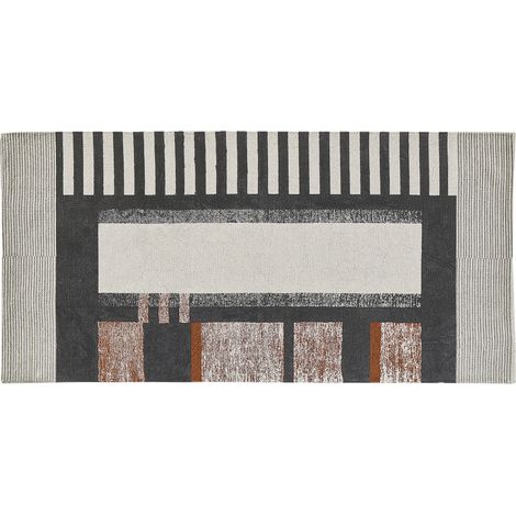 Alfombra de algodón multicolor 80 x 150 cm hecha a mano patrón escandinavo sala de estar Kakinada