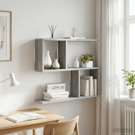 vidaXL Wall Shelf Grey Sonoma 60 x 12 x 50.5 cm Engineered Wood (1/5)