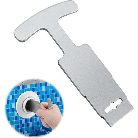 Applicable Outil de retrait de bouchon de piscine, outil de retrait de siège oculaire de piscine en métal amélioré avec poignée pour buses , raccords d'entrée de piscine hors sol et creusée (1/5)