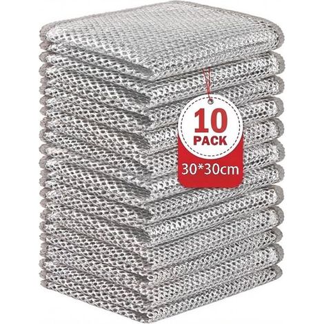 15 paños limpieza multifuncionales doble capa, paño alambre metálico paños multiusos arañazos, paños reutilizables limpieza 25 x 25 cm (1/5)