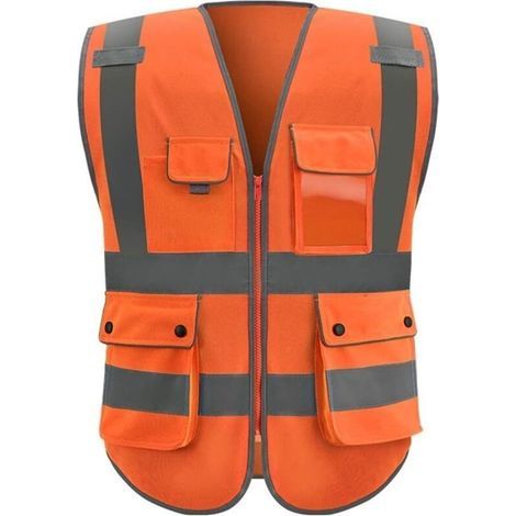 Gilet de sécurité pour Hommes, Vêtements de sécurité Gilet Haute visibilité Vêtements de Travail Multi-Poches Gilets réfléchissants Haute visibilitéGilet (XL) (1/5)