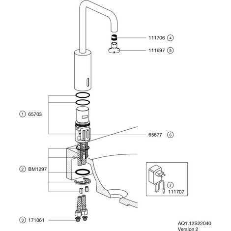 HEWI AQ1.12S22040 robinet de lavabo sensoriel, électrique (1/3)