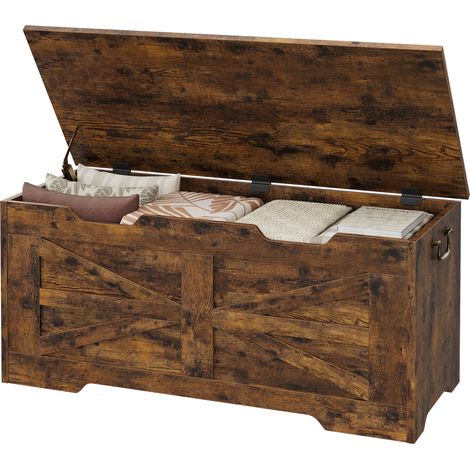 Coffre rangement rotin bois – banc entrée rétro (1/5)