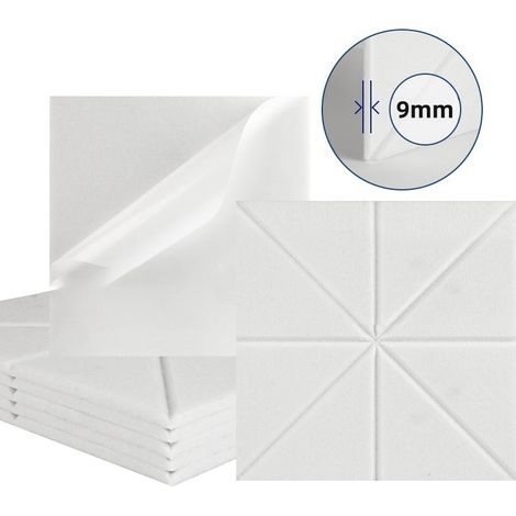 Lot de 12 panneaux acoustiques auto-adhésifs, rembourrage insonorisant en polyester, panneaux muraux insonorisants haute densité, 30 x 30 x 1cm, blanc (1/5)