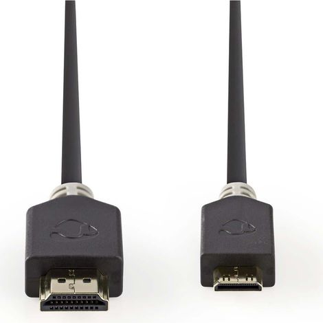 Nedis High Speed HDMI ™ Kabel mit Ethernet / HDMI™ Stecker / HDMI™ Mini Stecker / 4K@60Hz / 18 Gbps / 2.00 m / Rund / PVC / Anthrazit / Verpackung mit Sichtfenster (1/2)