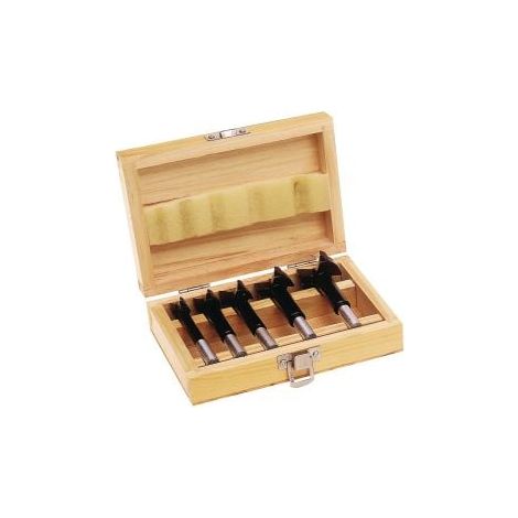Juego  de brocas  para taladro  de 5  piezas, con  punta de  carburo  D.15,20,25,30,35mm  en caja  de madera  TECWERK (1/2)