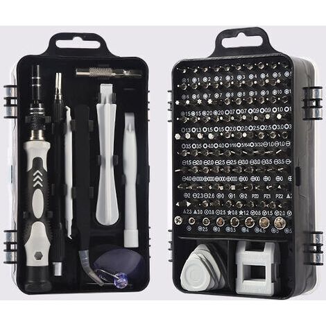 BUNTHAUS 115-in-1-Präzisionsschraubendreher-Set, tragbare magnetische Präzisionsschraubendreher-Reparaturwerkzeuge zur Reparatur von MacBook, Computer, Brillen, Tablet, Uhr, Mini-Schraubendreher-Set m (1/5)