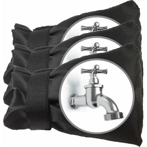 Trois protections de robinet d'extérieur pour l'hiver, résistantes au gel et à l'eau, noires. (1/5)