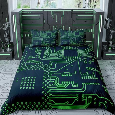 Bettwäsche-Set 155x220 cm Mikrofaser mit Reißverschluss, Computer-Motiv