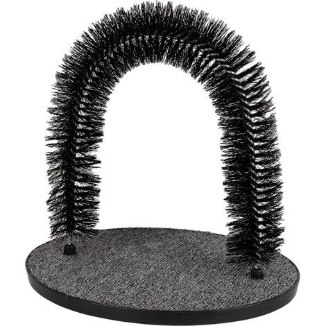 Katzenkratzbaum mit Bogenmassagefunktion, Polypropylen-Stahl, 35 x 25 x 37 cm, Grau/Schwarz, zur Krallenpflege (1/5)