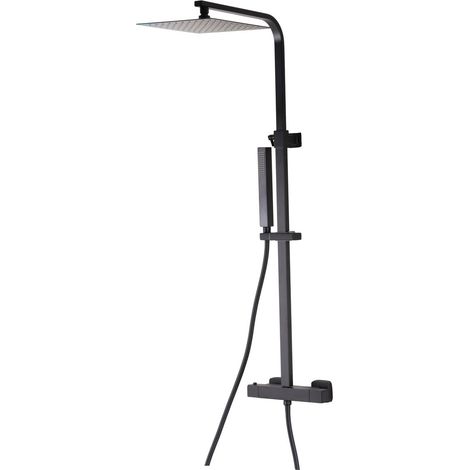 Colonne de douche thermostatique NILA noir mat 25 cm x 25 cm