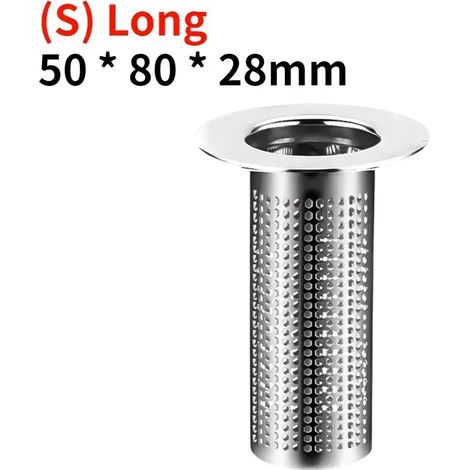 (S) Long-2PCS) Stainless Steel Floor Drain Filter Bathroom Washbasin Kitchen Sink Anti-clog Filter Hair Catcher Enduring Shower Leak Net (1/4)
