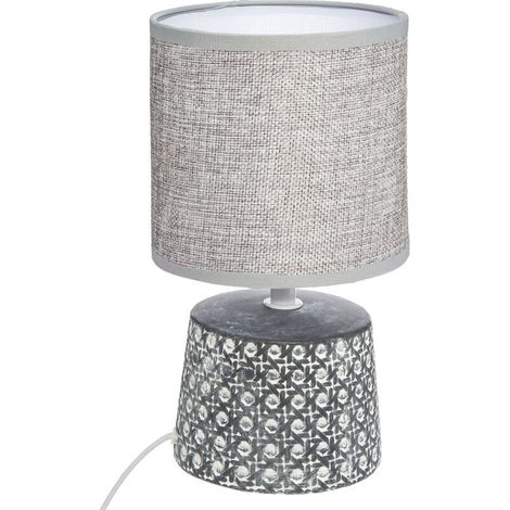 Lampe cannage en céramique "Yojoa" - Gris - H 23 x D 13 cm - Livraison gratuite (1/2)
